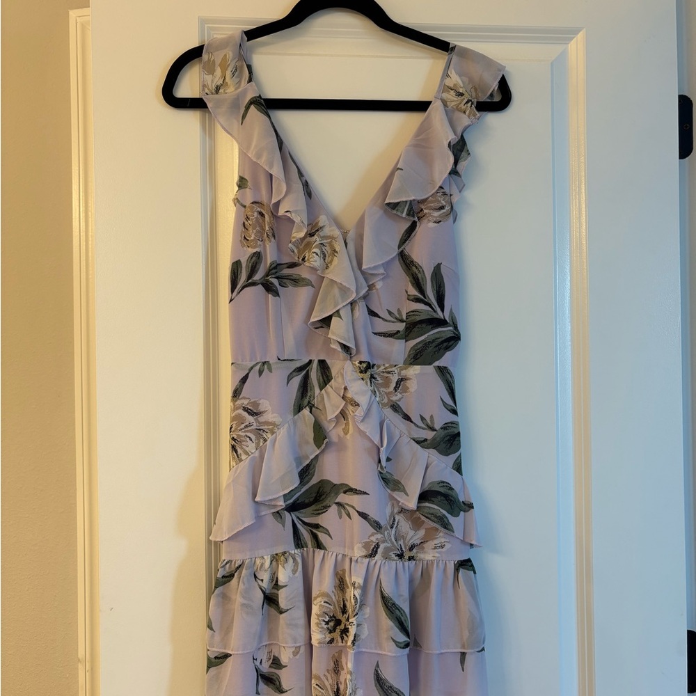 Tobi Asymmetrical Floral Dress in Lavender